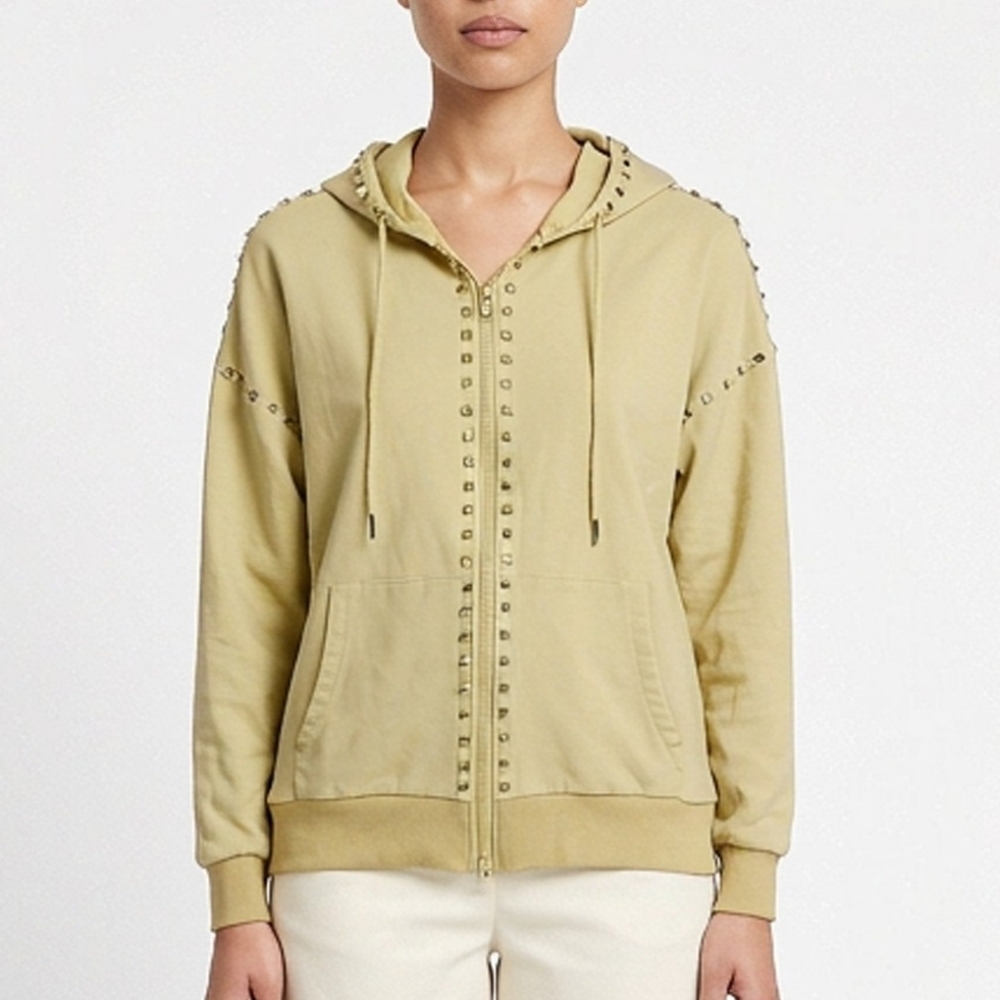 BRIAN Bailey zip-up studded hoodie sweater top